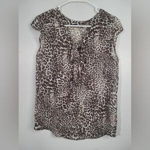 Atmosphere Animal Print Blouse - Brown and Black